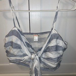 Striped Front Tie Crop Top